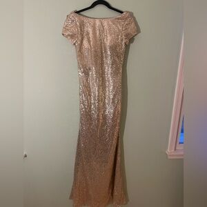 Gold sequin formal floor length dress